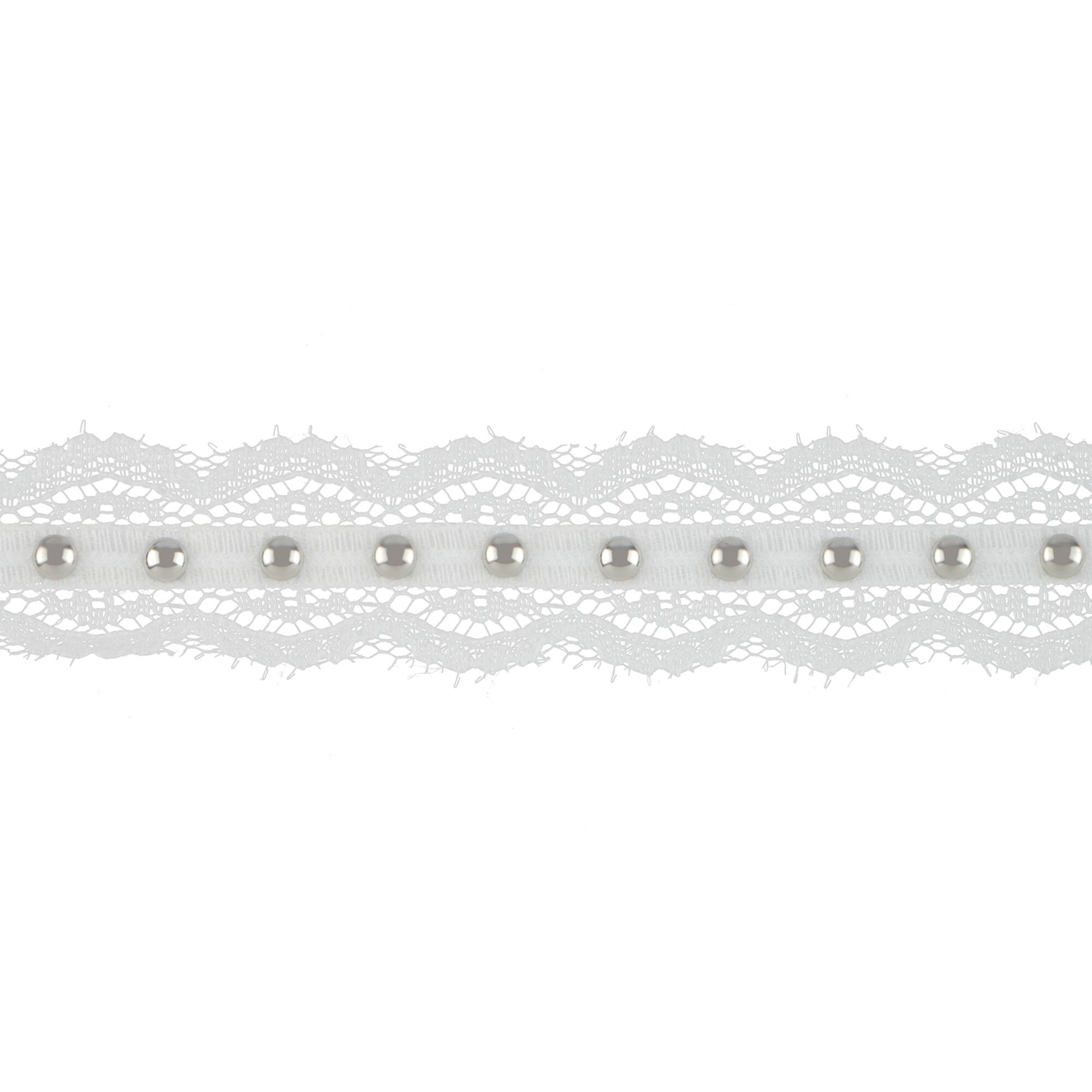 0.75" White Lace Trim with Beads by Celebrate It®